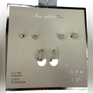 A New Day Silver Plated 3 pairs Earring Collection